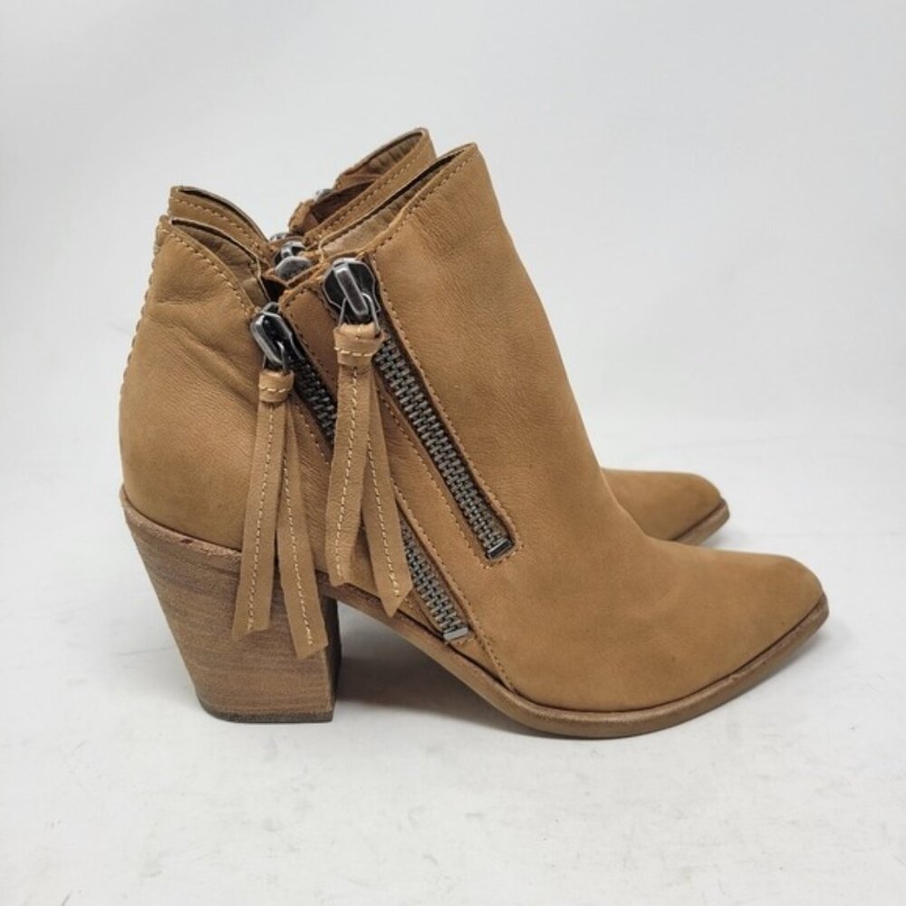 Dolce Vita | Wade Nubuck Leather Chunky Block Heel Booties Tan Brown - Picture 11 of 11
